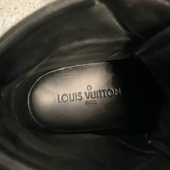 Louis Vuitton Millenium Wedge Sneakers Leather Embossed Suede Black Size 37 - Picture 13 of 15